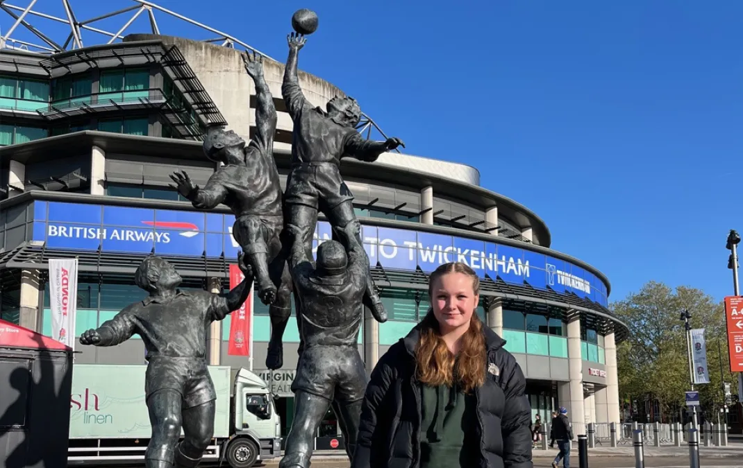 Year 9 rugby player Noush scores tries at Twickenham Stadium in exhibition match ahead of England Women’s game