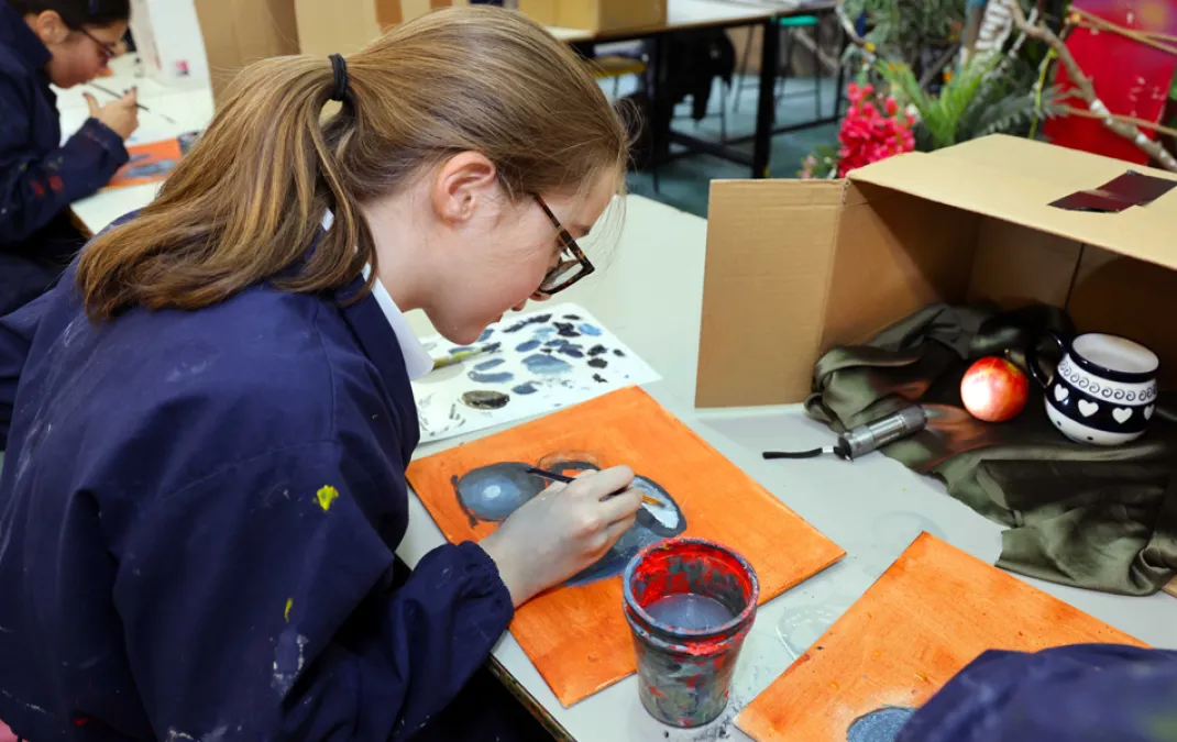 Year 7 learn the grisaille technique to create still life paintings